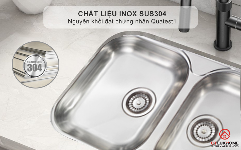 Chất liệu Inox SUS304 sáng bóng, bền bỉ chống oxi hóa - Bảo vệ sức khỏe cho gia đình