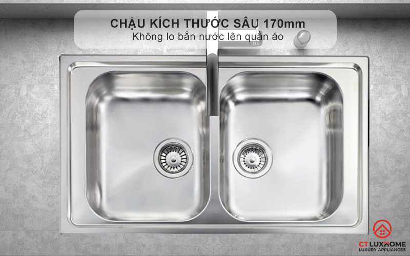 Chậu kích thước sâu 170mm - Không lo bắn nước lên quần áo