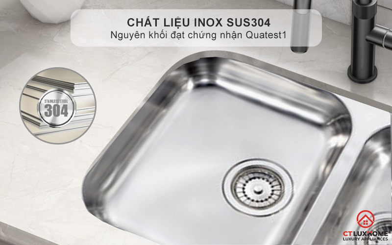 Chất liệu Inox AISI304 sáng bóng, bền bỉ chống oxi hóa - Bảo vệ sức khỏe cho gia đình