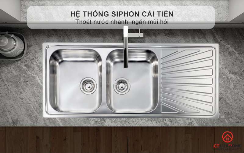 Hệ thống Siphon cải tiến thoát nước nhanh, ngăn mùi hôi