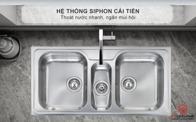 Hệ thống Siphon cải tiến thoát nước nhanh, ngăn mùi hôi