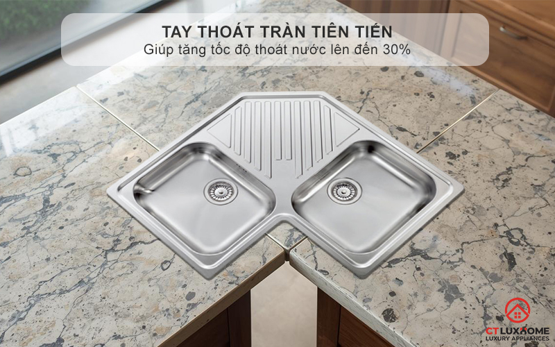 Tay thoát tràn tiên tiến giúp tăng tốc độ thoát nước lên đến 30%