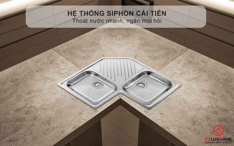 Hệ thống Siphon cải tiến thoát nước nhanh, ngăn mùi hôi