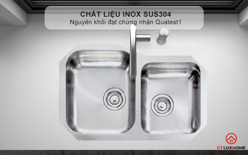 Chất liệu Inox AISI304 sáng bóng, bền bỉ chống oxi hóa - Bảo vệ sức khỏe cho gia đình