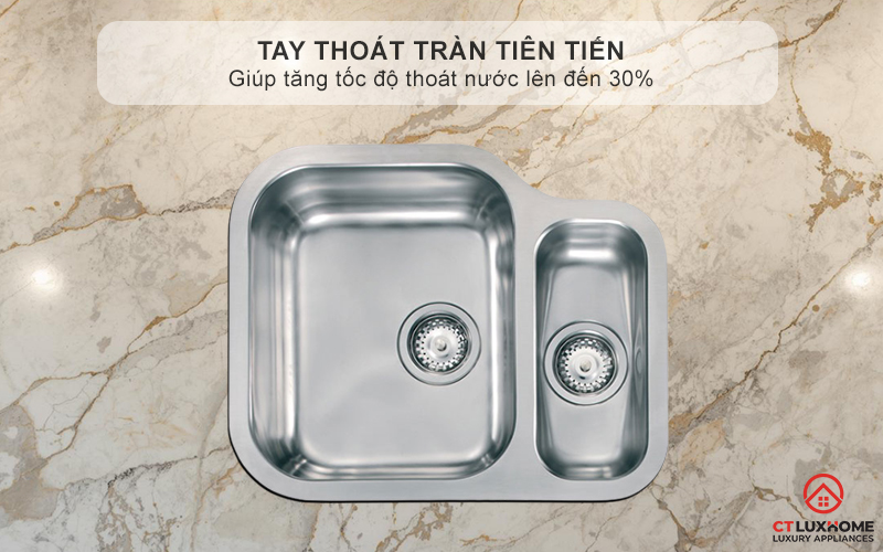 Tay thoát tràn tiên tiến giúp tăng tốc độ thoát nước lên đến 30%