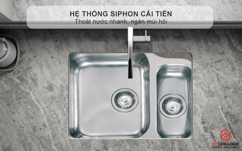 Hệ thống Siphon cải tiến thoát nước nhanh, ngăn mùi hôi