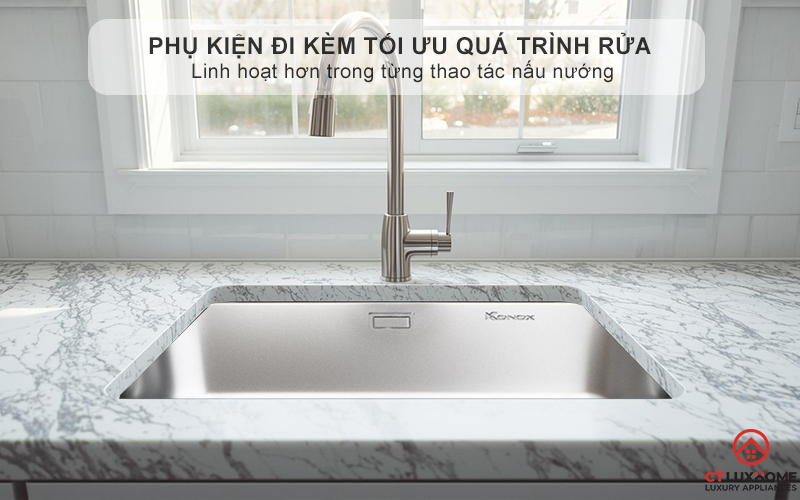 Phụ kiện đi kèm đa dạng giúp quá trình rửa dễ dàng hơn