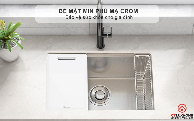 Bề mặt nhẵn mịn, phủ mạ Crom chống ăn mòn - Bảo vệ sức khỏe cho gia đình