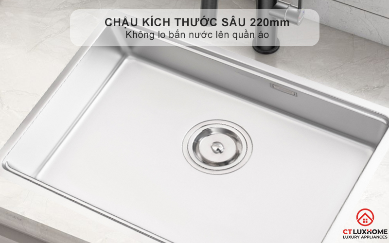 Chậu kích thước sâu 220mm - Không lo bắn nước lên quần áo