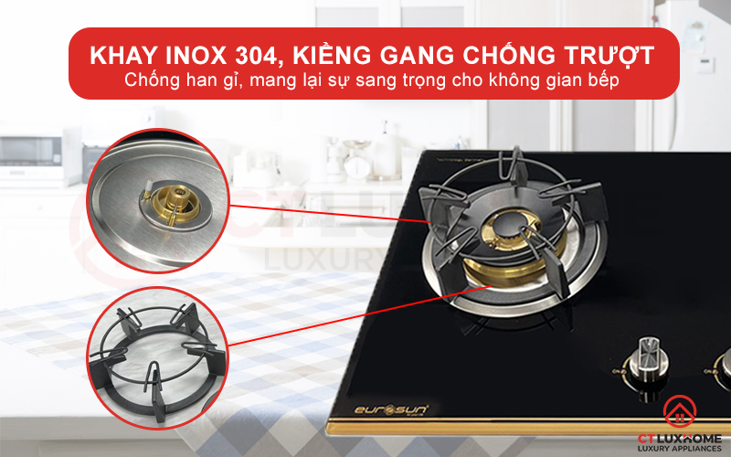 Kiềng gang đúc chống trượt, khay inox 304 chống han gỉ