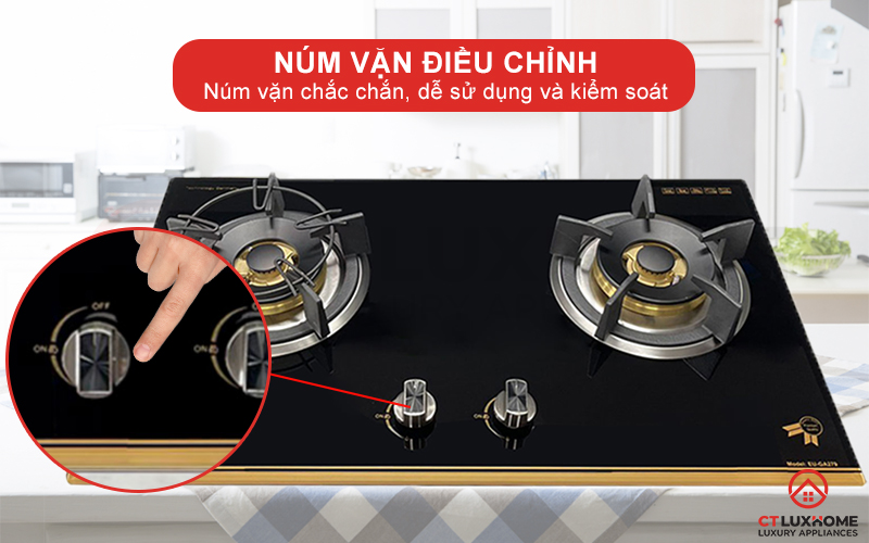 Núm vặn điều chỉnh mức độ lửa cho phù hợp 