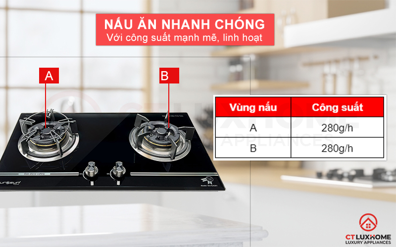 Nấu ăn nhanh chóng với 2 vùng nấu có công suất 280g/h