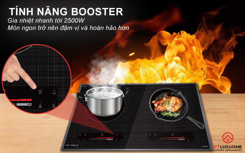 Chức năng Booster kích hoạt công suất cực đại, nấu nhanh hơn