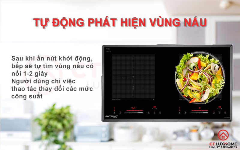 Nấu ăn hiệu quả với chức năng tự động nhận diện vùng nấu