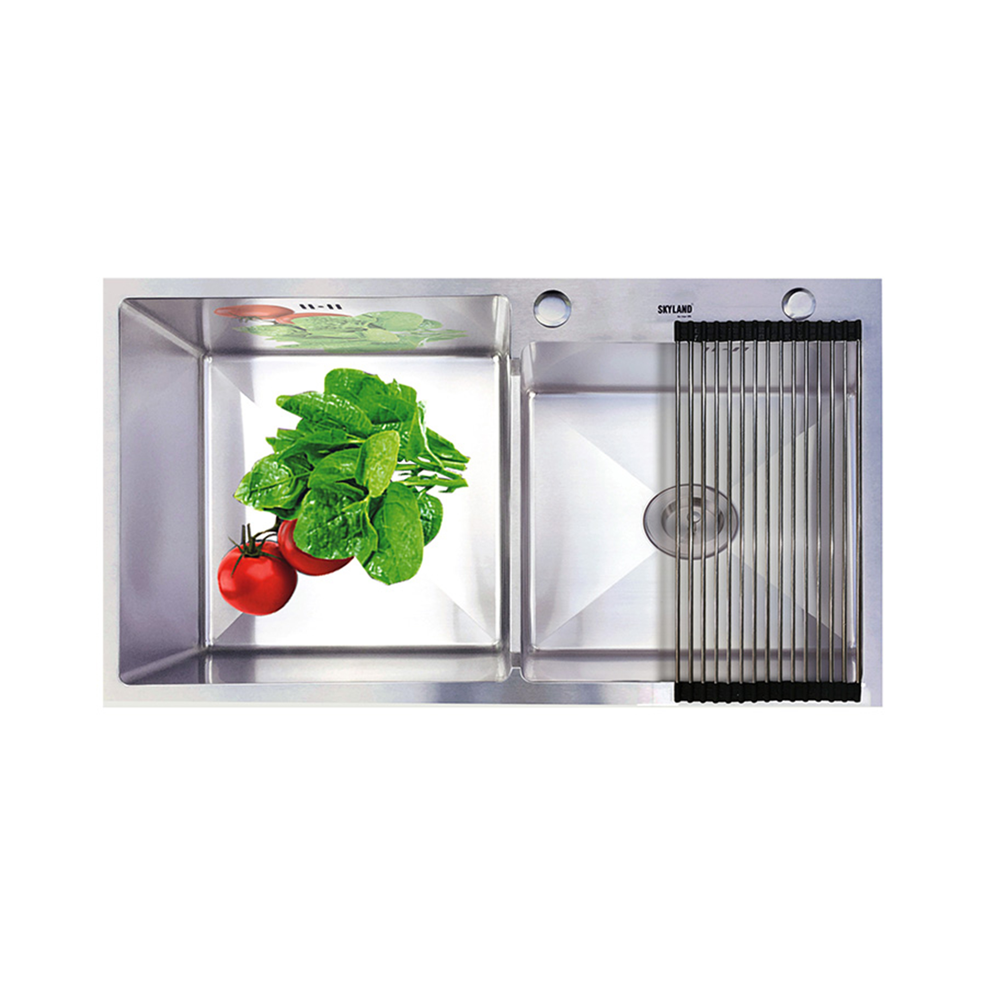 CHẬU RỬA BÁT 2 HỐ LỆCH EUROSUN HANDMADE NANO EU-8045HS9 INOX304 EU8045HS9