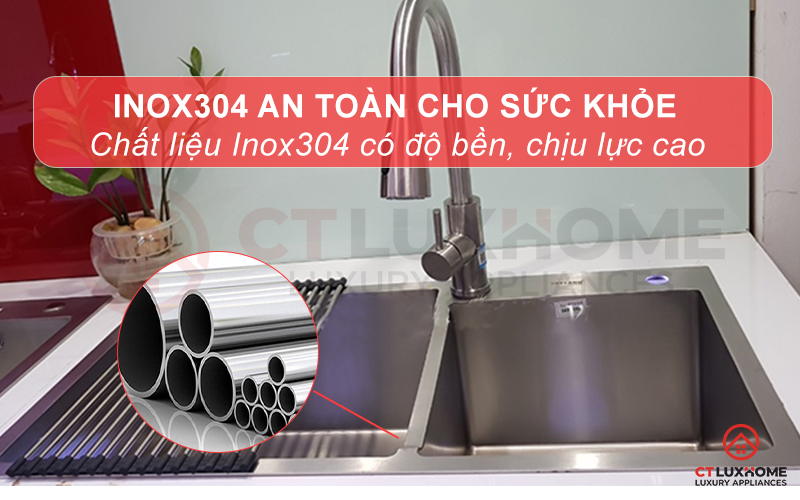 Chất liệu Inox304 cao cấp an toàn cho sức khỏe, độ bền vượt thời gian