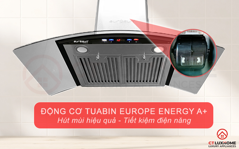 Động cơ Tuabin Europe Energy A+  hút mùi hiệu quả, tiết kiệm điện năng