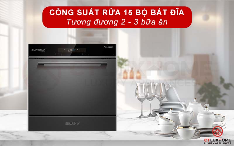 MÁY RỬA BÁT ÂM TỦ EUROSUN SMS60EU08EB 10 BỘ 2