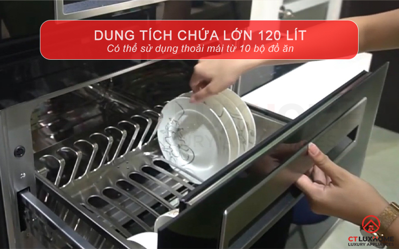 Dung tích chứa lớn 120 Lít giúp gia đình bạn thoải mái sử dụng