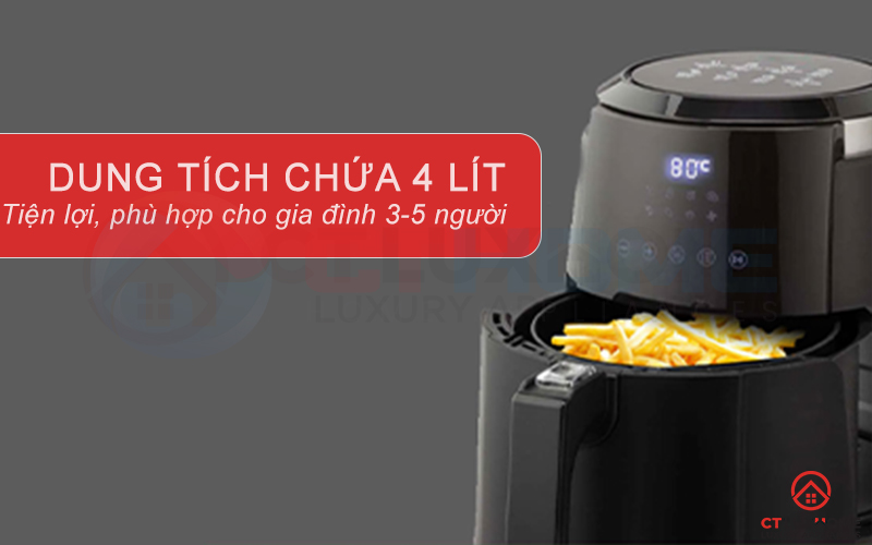 Dung tích nồi chứa lớn 4 Lít phù hợp cho gia đinh từ 3-5 người