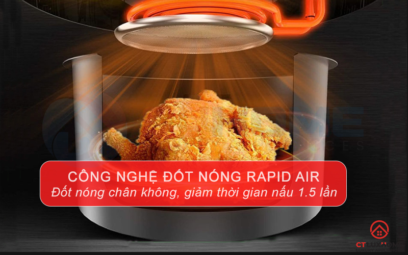 Công nghệ đốt nóng chân không Rapid Air giúp giảm thời gian nấu 1.5 lần so với thông thường