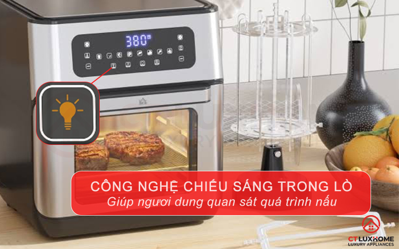 Công nghệ đèn chiếu sáng bên trong giúp dễ dàng quan sát thực phẩm khi nấu