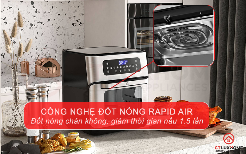 Công nghệ đốt nóng chân không Rapid Air giúp giảm thời gian nấu 1.5 lần so với thông thường