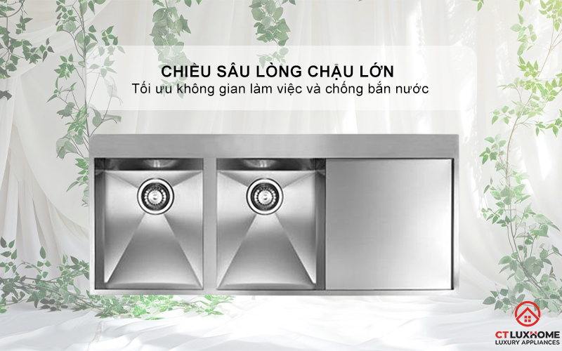 CHẬU RỬA BÁT 2 HỐC RỬA CÓ BÀN CHỜ 012963 FILOQUADRA 012963FILOQUADRA 4