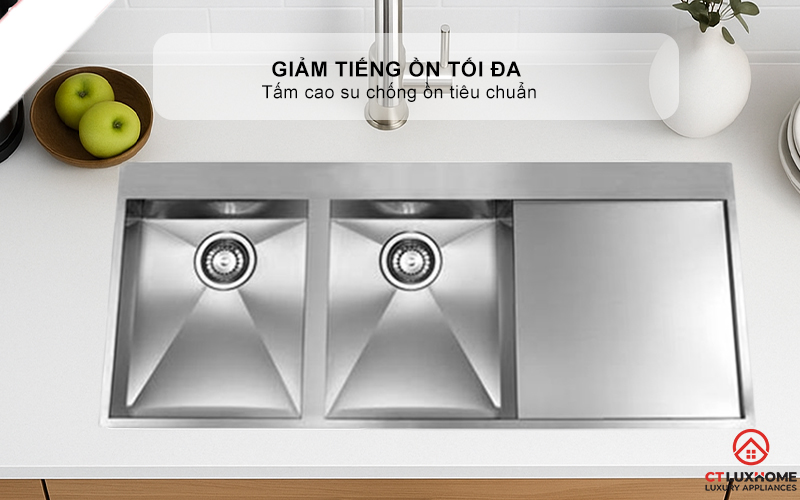 CHẬU RỬA BÁT 2 HỐC RỬA CÓ BÀN CHỜ 012963 FILOQUADRA 012963FILOQUADRA 6