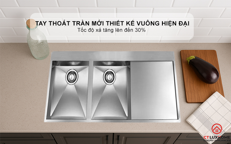 CHẬU RỬA BÁT 2 HỐC RỬA CÓ BÀN CHỜ 012963 FILOQUADRA 012963FILOQUADRA 8