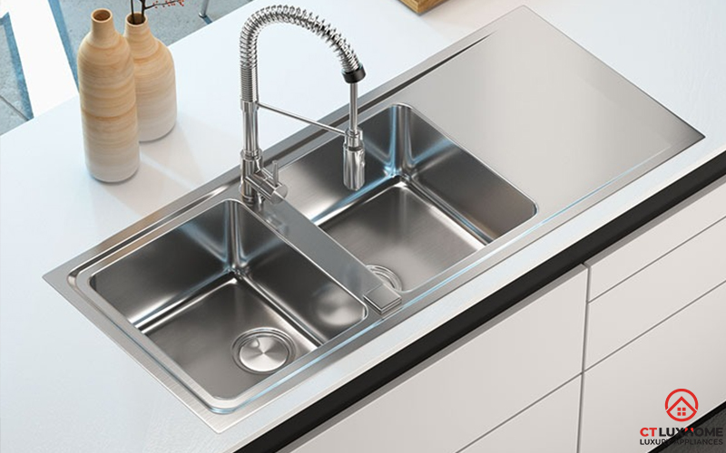 CHẬU RỬA BÁT 2 HỐC RỬA  CÓ BÀN CHỜ 015007 EVOLUZIONE  015007EVOLUZIONE 1