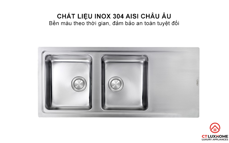CHẬU RỬA BÁT 2 HỐC RỬA  CÓ BÀN CHỜ 015007 EVOLUZIONE  015007EVOLUZIONE 2