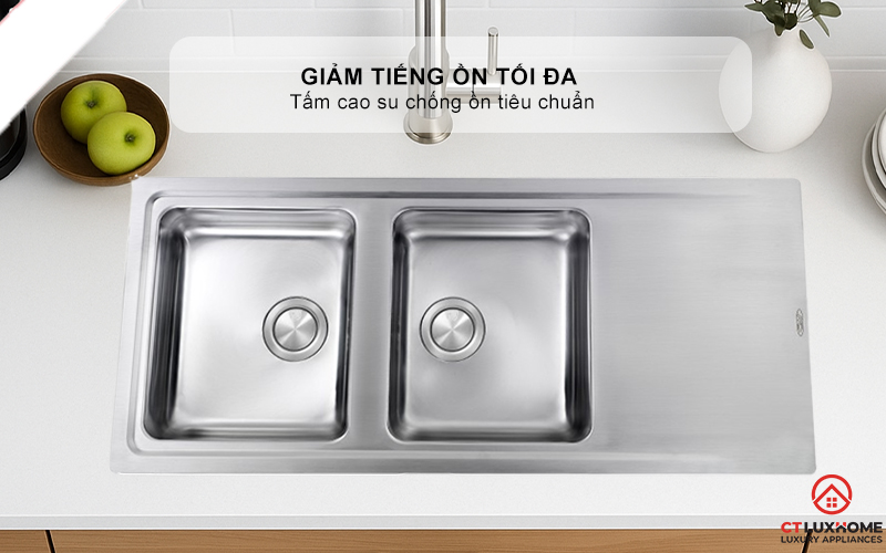 CHẬU RỬA BÁT 2 HỐC RỬA  CÓ BÀN CHỜ 015007 EVOLUZIONE  015007EVOLUZIONE 6