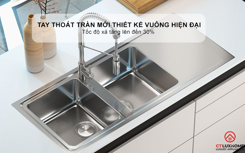 CHẬU RỬA BÁT 2 HỐC RỬA  CÓ BÀN CHỜ 015007 EVOLUZIONE  015007EVOLUZIONE 8