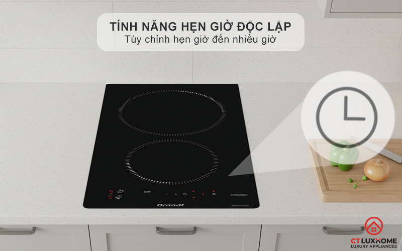 BẾP TỪ DOMINO 2 VÙNG NẤU BRANDT BPI1621UB 3700W MÀU ĐEN 6