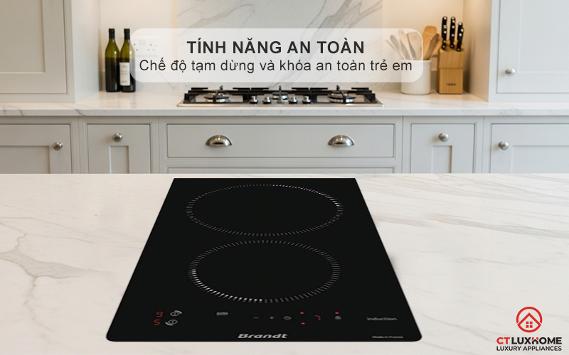 BẾP TỪ DOMINO 2 VÙNG NẤU BRANDT BPI1621UB 3700W MÀU ĐEN 7