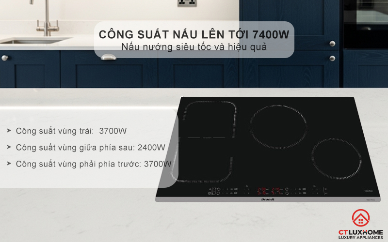 BẾP TỪ 4 VÙNG NẤU BRANDT BPI184HUB 7400W MÀU ĐEN 3