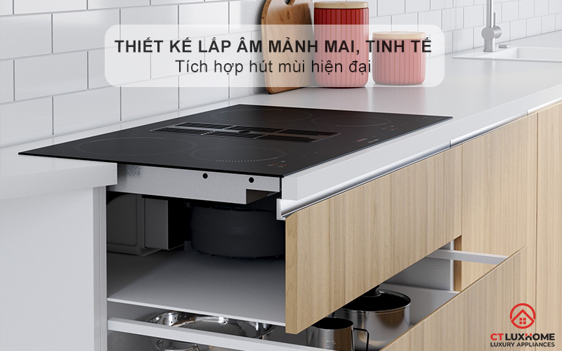 BẾP TỪ 4 VÙNG NẤU TÍCH HỢP HÚT MÙI BRANDT BPI384BH 7400W MÀU ĐEN 1