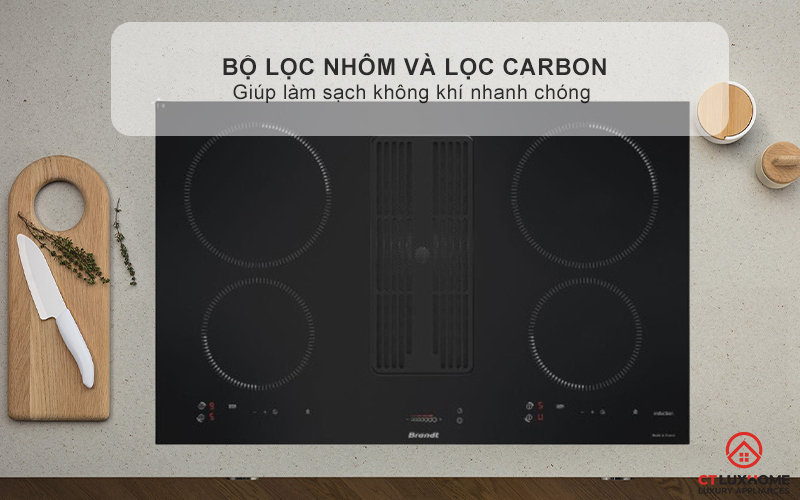 BẾP TỪ 4 VÙNG NẤU TÍCH HỢP HÚT MÙI BRANDT BPI384BH 7400W MÀU ĐEN 12