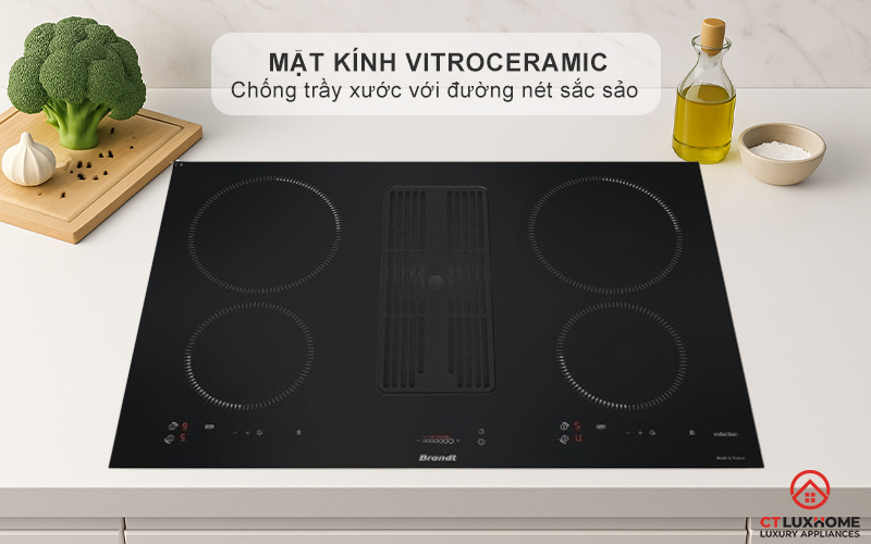 BẾP TỪ 4 VÙNG NẤU TÍCH HỢP HÚT MÙI BRANDT BPI384BH 7400W MÀU ĐEN 2