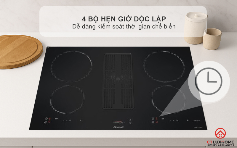 BẾP TỪ 4 VÙNG NẤU TÍCH HỢP HÚT MÙI BRANDT BPI384BH 7400W MÀU ĐEN 6