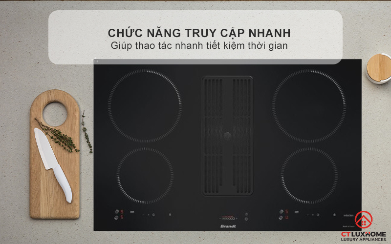 BẾP TỪ 4 VÙNG NẤU TÍCH HỢP HÚT MÙI BRANDT BPI384BH 7400W MÀU ĐEN 7