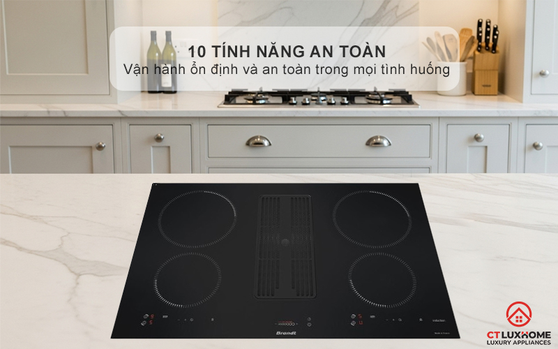 BẾP TỪ 4 VÙNG NẤU TÍCH HỢP HÚT MÙI BRANDT BPI384BH 7400W MÀU ĐEN 8