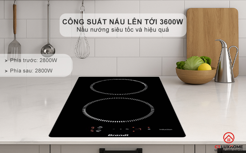 BẾP TỪ DOMINO 2 VÙNG NẤU BRANDT BPI6210B 3600W MÀU ĐEN 3