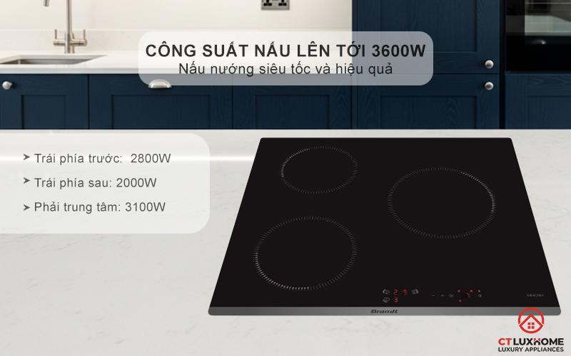 BẾP TỪ 3 VÙNG NẤU BRANDT BPI6309B 3600W MÀU ĐEN 3