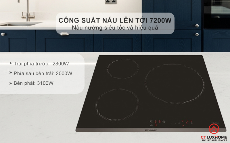 BẾP TỪ 3 VÙNG NẤU BRANDT BPI6314B 7200W MÀU ĐEN 3