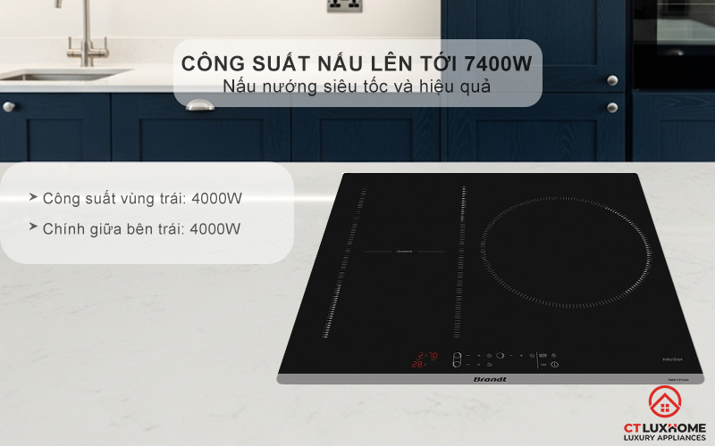 BẾP TỪ 3 VÙNG NẤU BRANDT BPI163DUB 7400W MÀU ĐEN 3