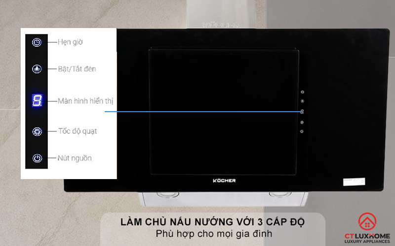 MÁY HÚT MÙI VÁT KÍNH KOCHER  K-2080V NGANG 900MM K2080V 6