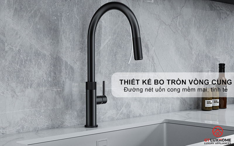 VÒI RỬA BÁT DÂY RÚT KONOX LASI GUN METAL LASIGUNMETAL 1