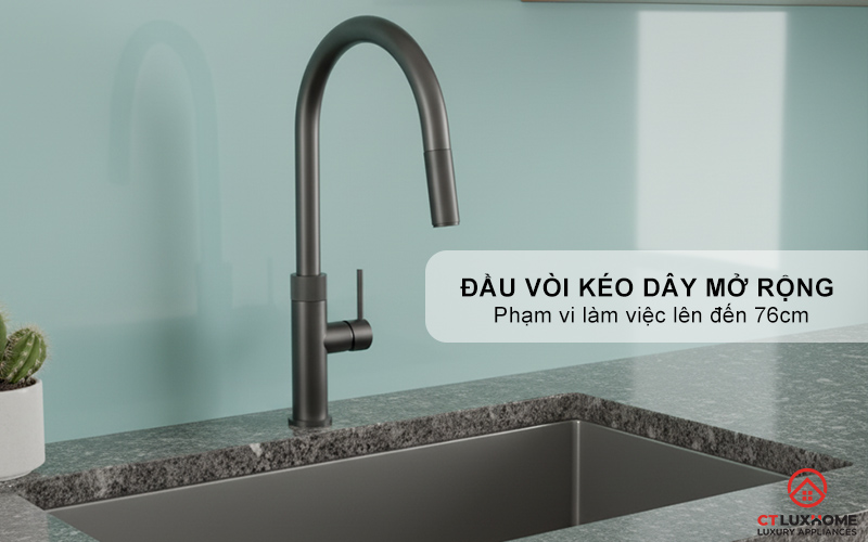 VÒI RỬA BÁT DÂY RÚT KONOX LASI GUN METAL LASIGUNMETAL 5